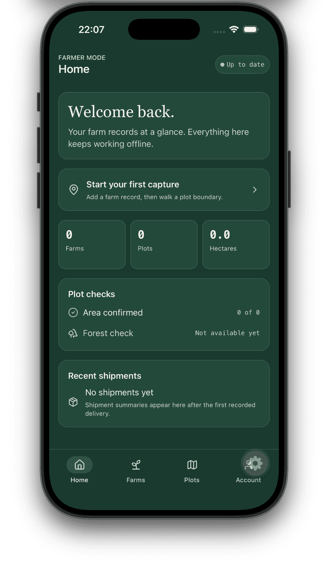 Bosqio producer app home screen