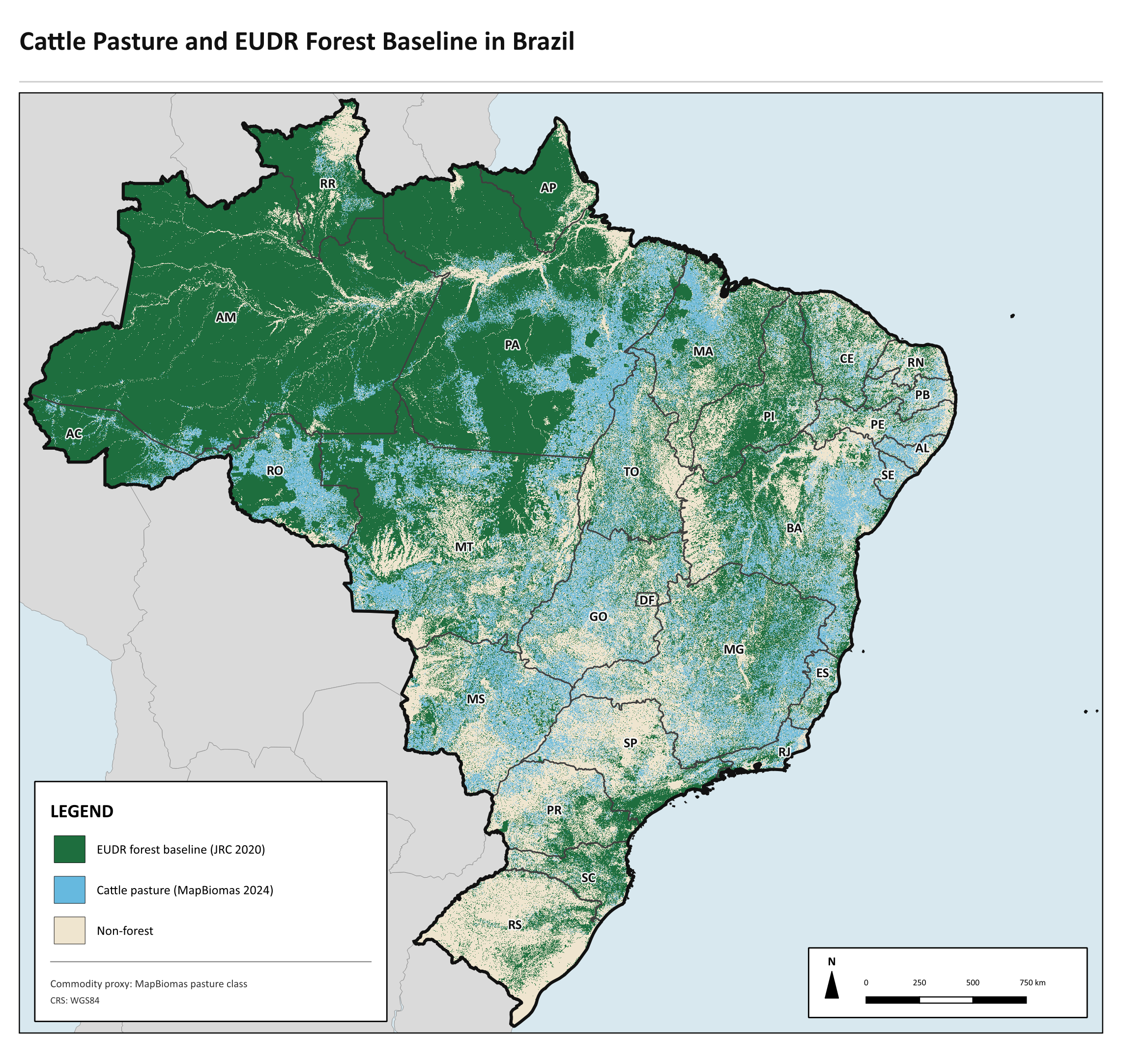 Map showing cattle-specific production context in Brazil