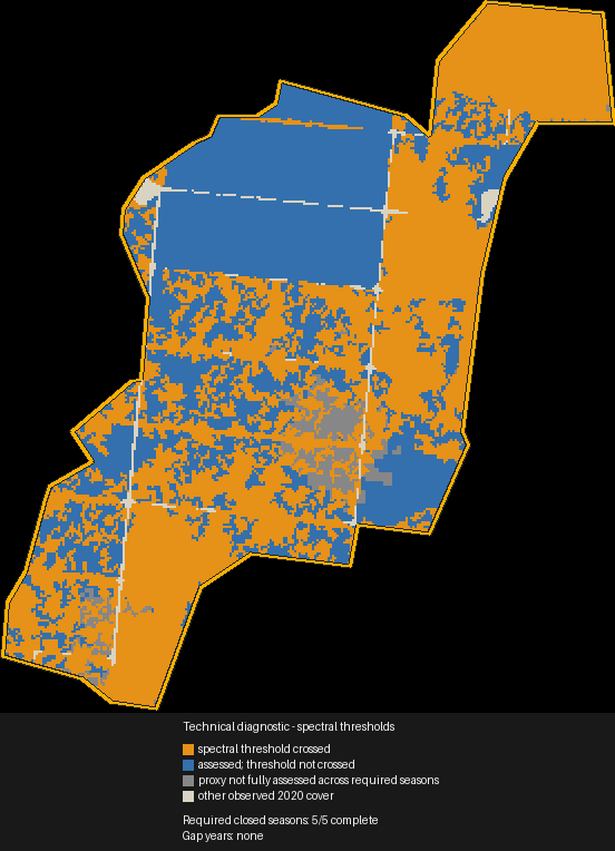 Spatial change map for a Brazilian oil-palm plot